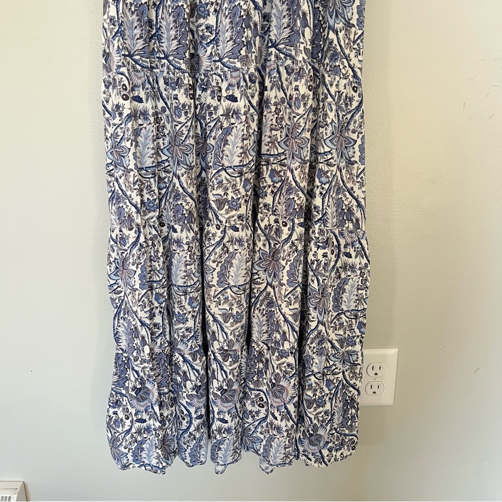 Max Studio Printed Smocked Bodice Tiered Maxi Dress Cruise Vacation Beach Resort - Picture 7 of 11